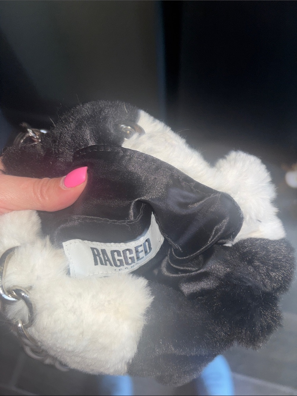 The Ragged Priest Black & White Checkerboard Faux Fur Shoulder Bag - Picture 3 of 3